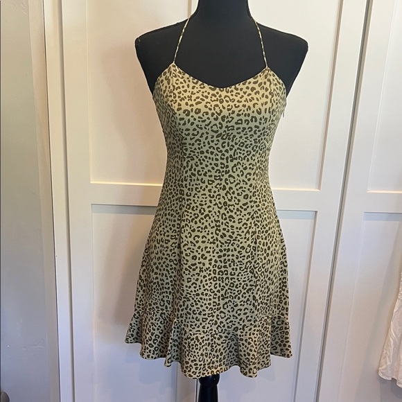 Zara Green Leopard Print Mini Dress - Picture 1 of 10